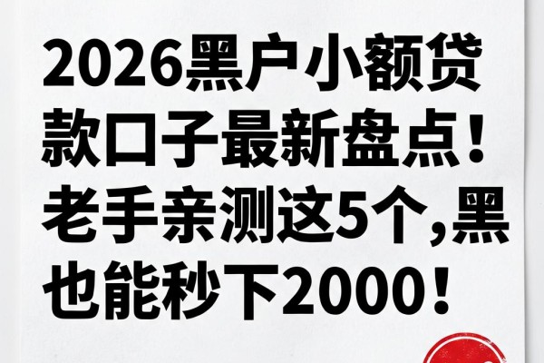 2026黑户小额贷款口子最新盘点!老手亲测这5个,黑户也能秒下2000!