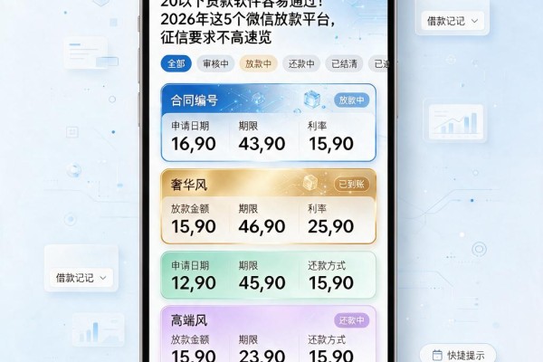 20以下贷款软件容易通过！2026年这5个微信放款平台，征信要求不高速览
