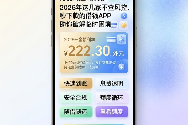 无视风控大数据！2026年这几家不查风控、秒下款的借钱APP助你破解临时困境