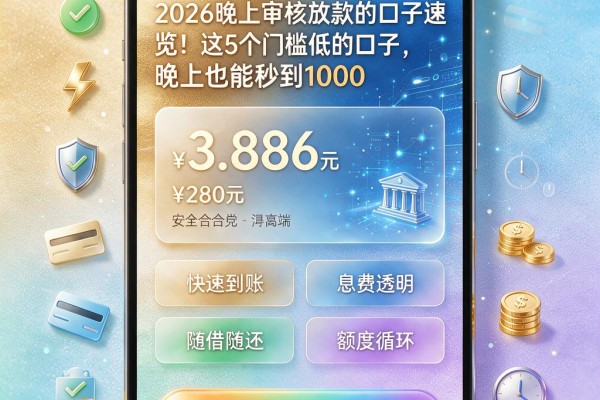 2026晚上审核放款的口子速览!这5个门槛低的口子,晚上也能秒到1000
