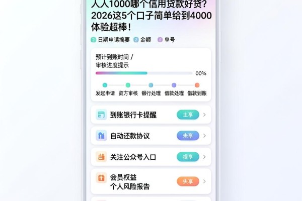 人人1000哪个信用贷款好贷？2026这5个口子简单给到4000，体验超棒！