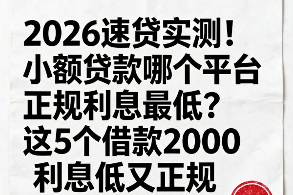 2026速贷实测！小额贷款哪个平台正规利息最低？这5个借款2000利息低又正规