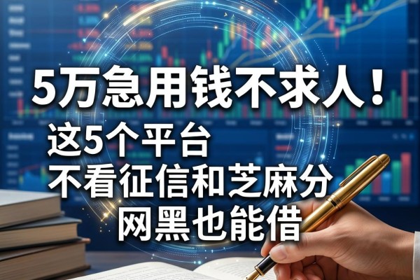 5万急用钱不求人!这5个平台不看征信和芝麻分,网黑也能借