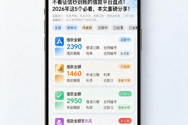 不看征信秒到账的借款平台盘点!2026年这5个必看,本文重磅分享!