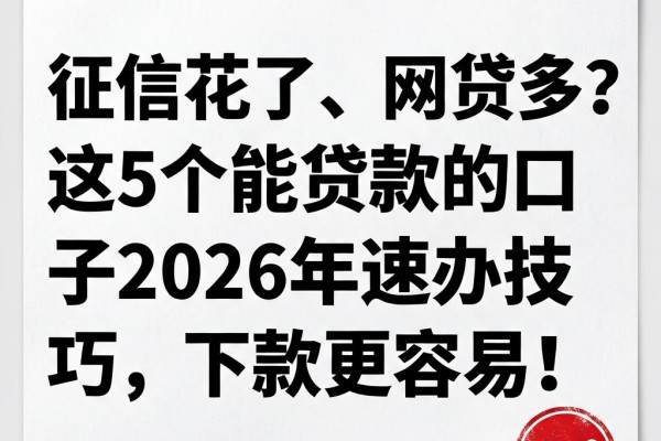 征信花了、网贷多？这5个能贷款的口子2026年速办技巧，下款更容易！
