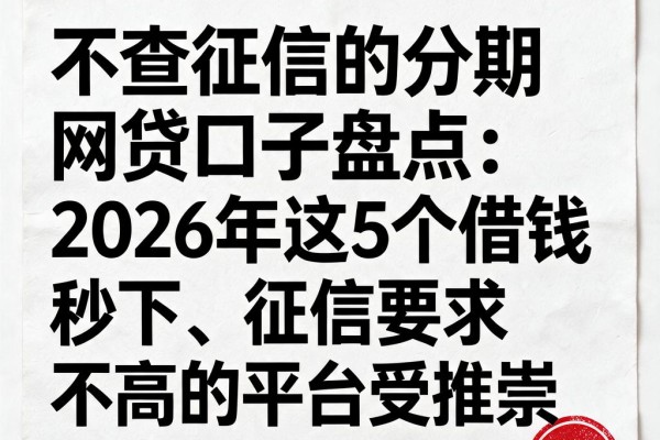 不查征信的分期网贷口子盘点:2026年这5个借钱秒下、征信要求不高的平台受推崇