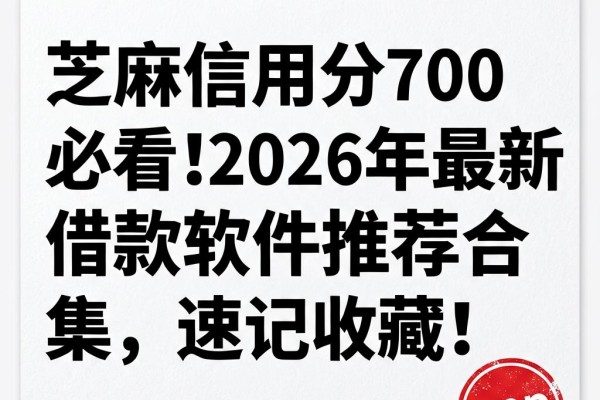 芝麻信用分700必看!2026年最新借款软件推荐合集,速记收藏!