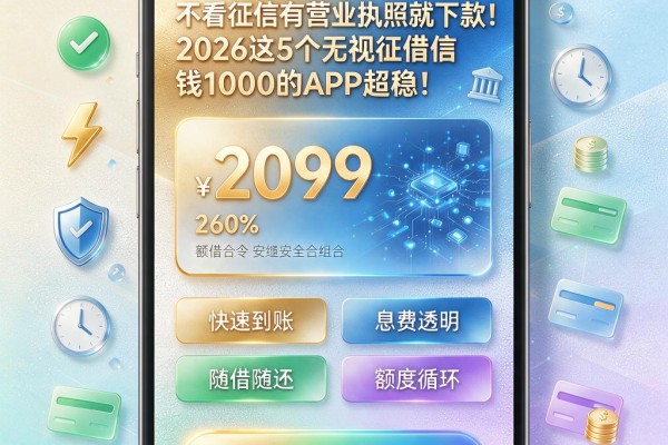 不看征信有营业执照就下款！2026这5个无视征信借钱1000的APP超稳