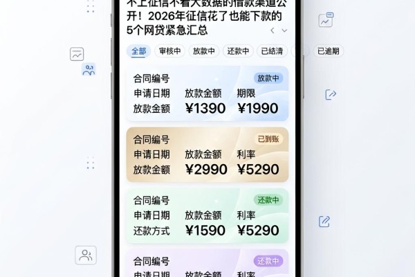 不上征信不看大数据的借款渠道公开!2026年征信花了也能下款的5个网贷紧急汇总