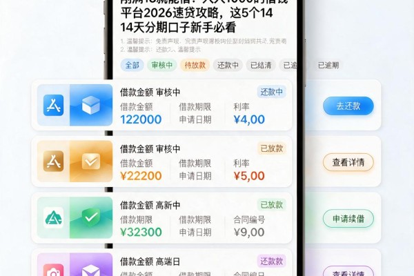 刚满18就能借!人人1000的借钱平台2026速贷攻略,这5个14天分期口子新手必看