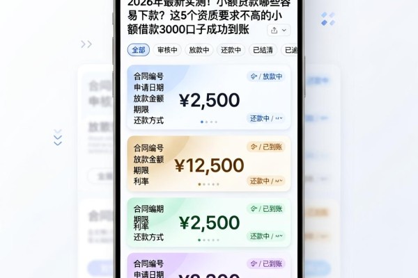 2026年最新实测!小额贷款哪些容易下款?这5个资质要求不高的小额借款3000口子成功到账