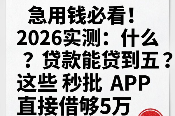 急用钱必看！2026实测：什么贷款能贷到五万？这些秒批APP直接借够5万