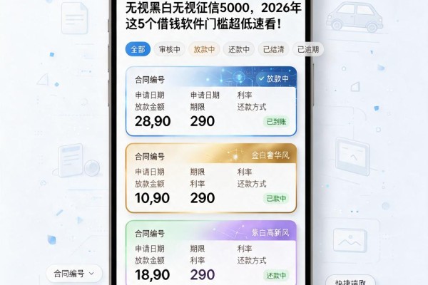 无视黑白无视征信5000,2026年这5个借钱软件门槛超低速看!