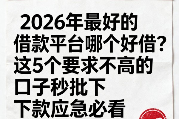 2026年最好的借款平台哪个好借?这5个要求不高的口子秒批下款应急必看