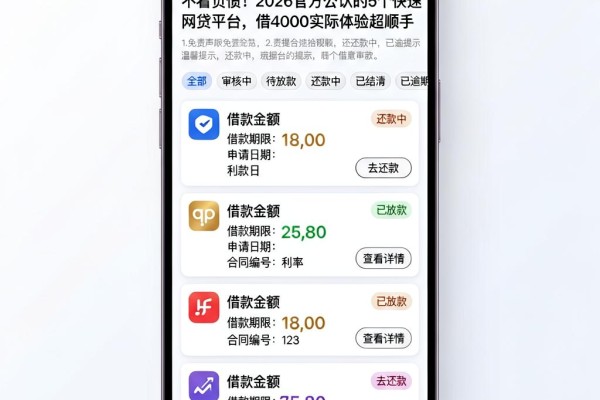 不看负债!2026官方公认的5个快速网贷平台,借4000实际体验超顺手