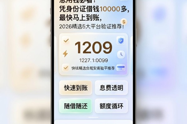 急用钱必看!凭身份证借钱10000多,最快马上到账,2026精选5大平台验证推荐