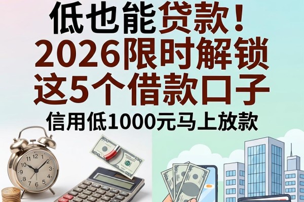 芝麻信用低也能贷款!2026限时解锁这5个借款口子,信用低1000元马上放款