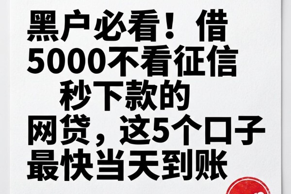 黑户必看!借5000不看征信秒下款的网贷,这5个口子最快当天到账