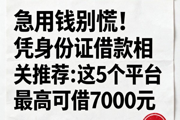 急用钱别慌！凭身份证借款相关推荐：这5个平台最高可借7000元