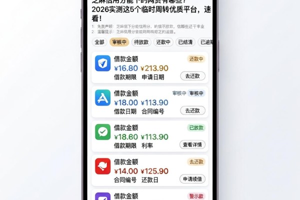 芝麻信用分能下的网贷有哪些？2026实测这5个临时周转优质平台，速看！