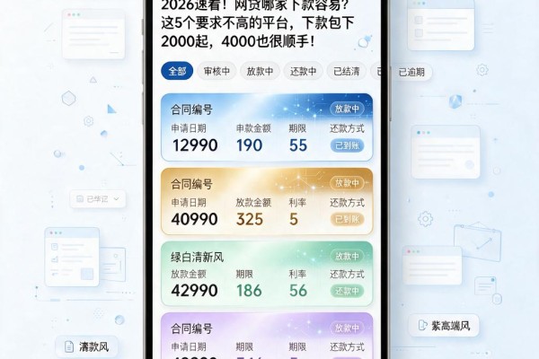 2026速看!网贷哪家下款容易?这5个要求不高的平台,下款包下2000起,4000也很顺手!