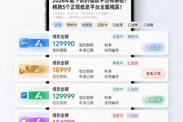 2026年能下款的借款平台有哪些?精挑5个正规低息平台全面揭露!