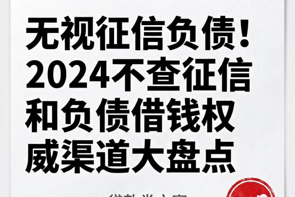 无视征信负债!2024不查征信和负债借钱权威渠道大盘点