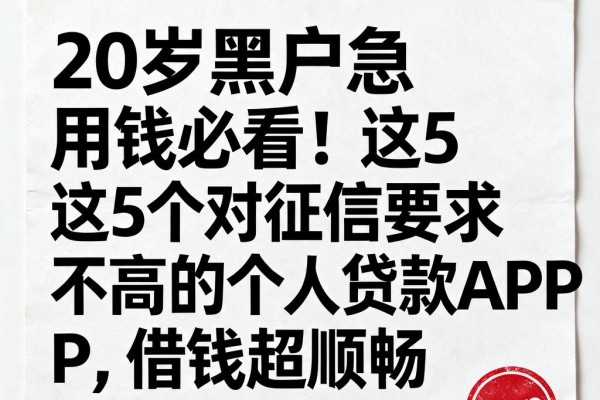 20岁黑户急用钱必看!这5个对征信要求不高的个人贷款APP,借钱超顺畅