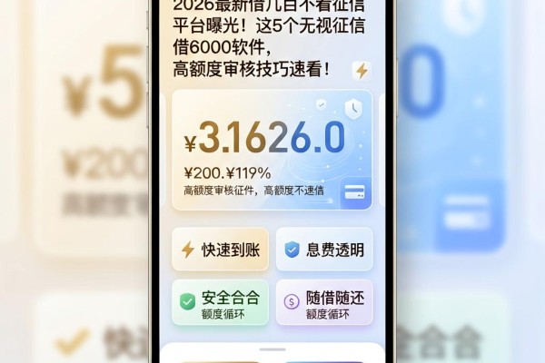 2026最新借几百不看征信平台曝光!这5个无视征信借6000软件,高额度审核技巧速看