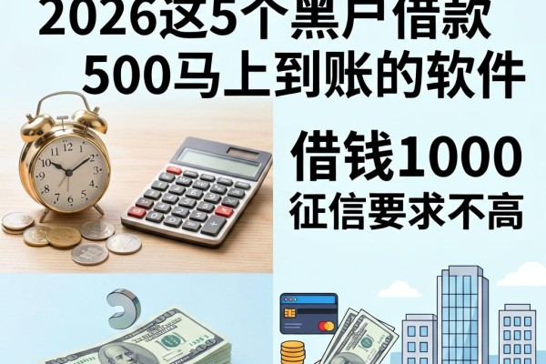 黑户必看!2026这5个黑户借款500马上到账的软件,借钱1000征信要求不高,体验超舒心
