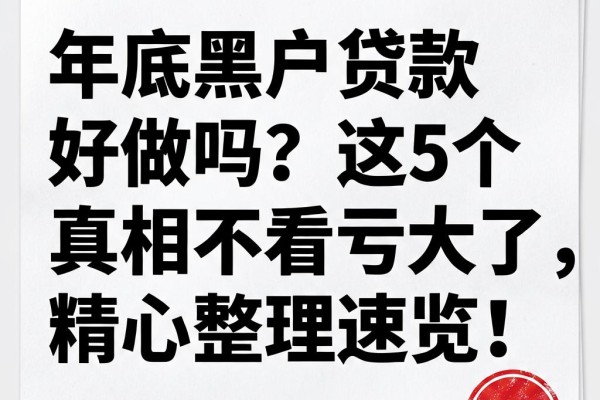 年底黑户贷款好做吗?这5个真相不看亏大了,精心整理速览!