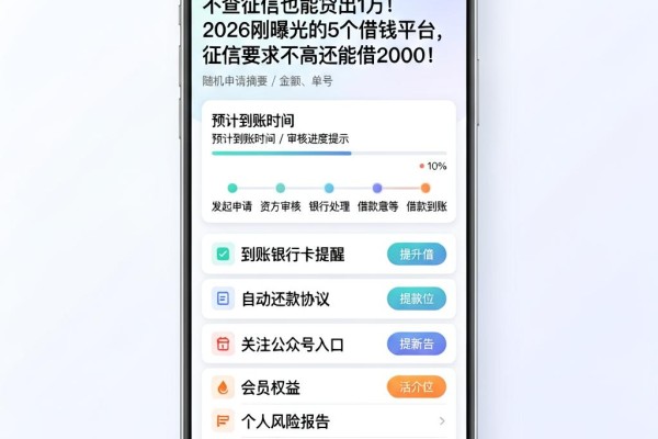 不查征信也能贷出1万!2026刚曝光的5个借钱平台,征信要求不高还能借2000