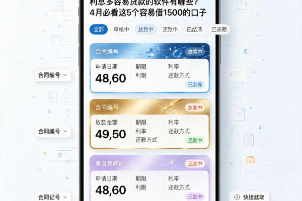 利息多容易贷款的软件有哪些?4月必看这5个容易借1500的口子