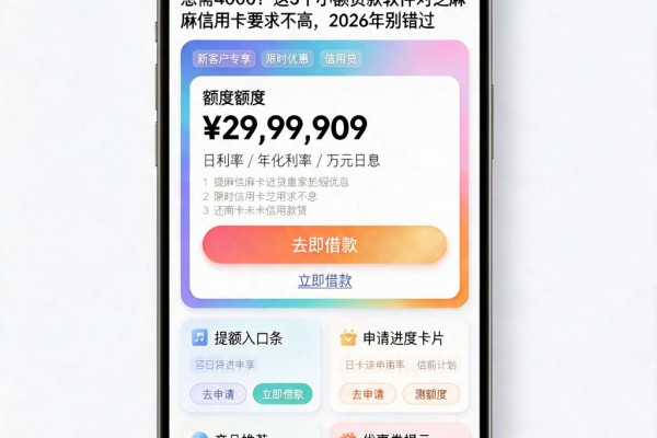 急需4000?这5个小额贷款软件对芝麻信用卡要求不高,2026年别错过