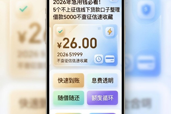 2026年急用钱必看!5个不上征信线下贷款口子整理,借款5000不查征信速收藏