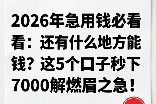 2026年急用钱必看：还有什么地方能借钱？这5个口子秒下7000解燃眉之急！