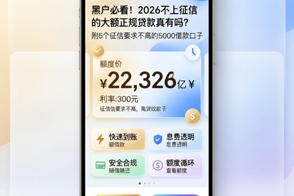 黑户必看!2026不上征信的大额正规贷款真有吗?附5个征信要求不高的5000借款口子