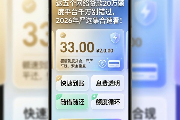 这五个网络贷款20万额度平台千万别错过,2026年严选集合速看!
