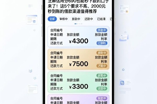 芝麻信用分690也能秒下款的口子来了!这5个要求不高、2000元秒到账的借款渠道值得推荐