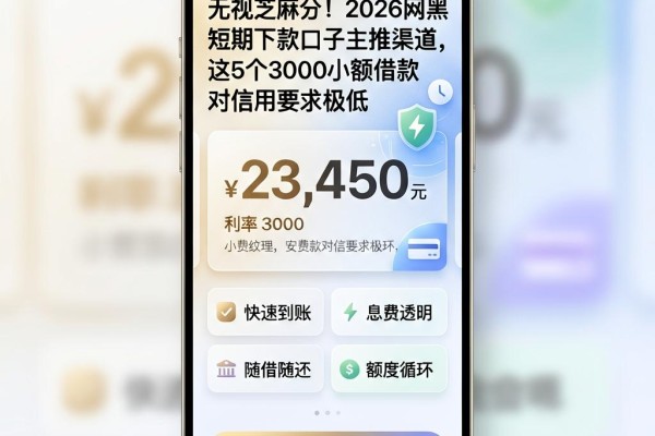 无视芝麻分！2026网黑短期下款口子主推渠道，这5个3000小额借款对信用要求极低