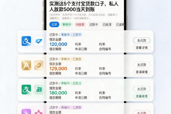 支付宝借款的软件哪个好?2026实测这5个支付宝贷款口子,私人放款5000当天到账