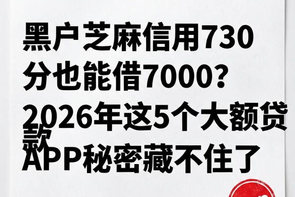 黑户芝麻信用730分也能借7000?2026年这5个大额贷款APP秘密藏不住了