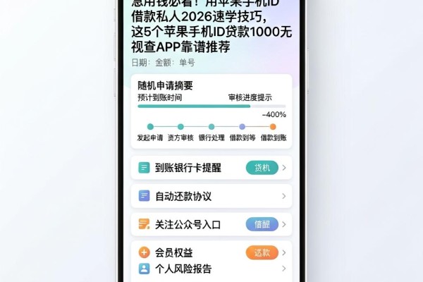 急用钱必看！用苹果手机ID借款私人2026速学技巧，这5个苹果手机ID贷款1000无视查APP靠谱推荐