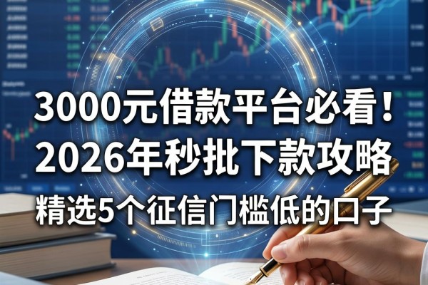 3000元借款平台必看!2026年秒批下款攻略,精选5个征信门槛低的口子
