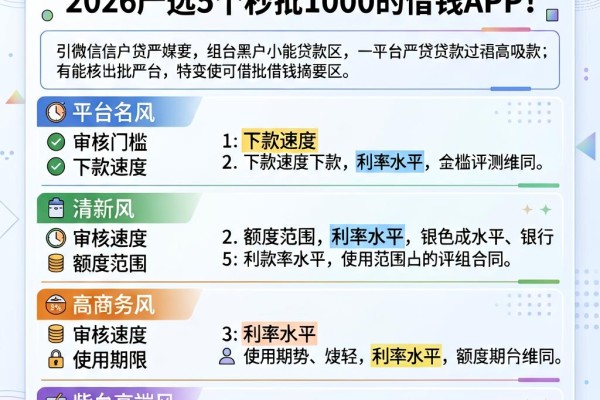 微信黑户小贷能贷款!2026严选5个秒批1000的借钱APP