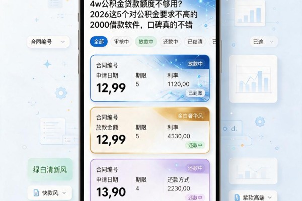 4w公积金贷款额度不够用?2026这5个对公积金要求不高的2000借款软件,口碑真的不错