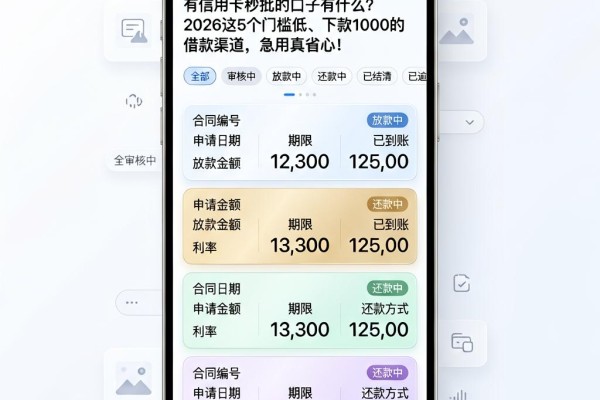 有信用卡秒批的口子有什么?2026这5个门槛低、下款1000的借款渠道,急用真省心!