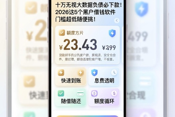 十万无视大数据负债必下款！2026这5个黑户借钱软件门槛超低随便挑！