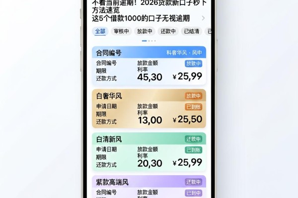 不看当前逾期！2026贷款新口子秒下方法速览，这5个借款1000的口子无视逾期