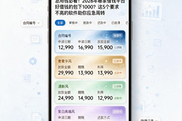 急用钱必看!2026年哪家借钱平台好借钱的包下1000?这5个要求不高的软件助你应急周转